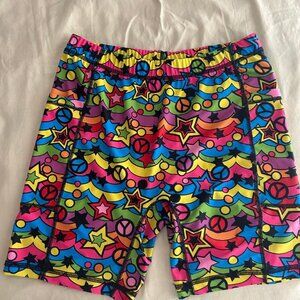 Multi Color Peace Gypsy Runner shorts, EUC, XL